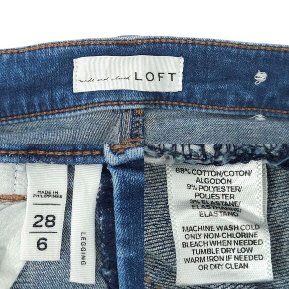 Loft Legging Jean Mid Rise Womens Size 28/6 Stretch Medium Wash Denim - Picture 7 of 14